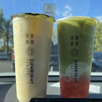 Sunright Tea Studio - Chino - Four seasons latte and strawberry matcha latte - Bubble Tea Near Me - Chino, California Sunright Tea Studio - Chino - Four seasons latte and strawberry matcha latte - Bubble Tea Near Me - Chino, California