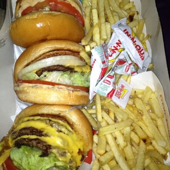 In-N-Out Burger - a 3x3 done animal style on the bottom, a single burger with onions in the middle and another single burger w/o onions. FRIES! :) - Burgers Near Me - Phoenix, Arizona In-N-Out Burger - a 3x3 done animal style on the bottom, a single burger with onions in the middle and another single burger w/o onions. FRIES! :) - Burgers Near Me - Phoenix, Arizona