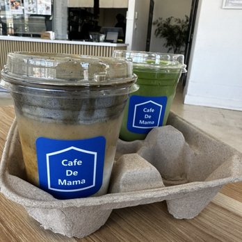 Cafe De Mama - Matcha Mochi Latte Black Sesame Cream Latte - Coffee & Tea Near Me - Los Angeles, California Cafe De Mama - Matcha Mochi Latte Black Sesame Cream Latte - Coffee & Tea Near Me - Los Angeles, California