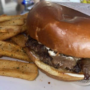 Photo of Euphoria XIX Grill - San Diego, CA, United States. Euphoria Burger and Seasoned Fries.