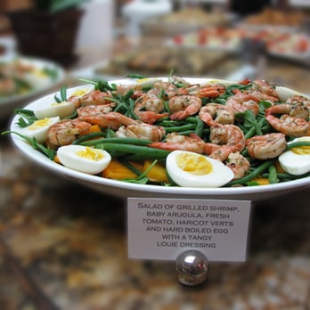 Greenleaf Platters - Salad of grilled shrimp, baby arugula, fresh tomato, haricot verts and hard boiled egg with tangy louie dressing - Caterers Near Me