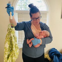 Aquarius Midwifery - Getting ready to weigh this sweet babe.