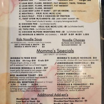 Pho Momma - menu 7/18/2026 - Noodles Near Me - Sacramento, California