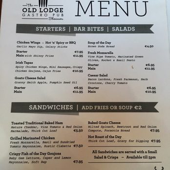 Old Lodge Gastro Pub - Menu - Gastropubs Near Me - Shannon, CE Old Lodge Gastro Pub - Menu - Gastropubs Near Me - Shannon, CE