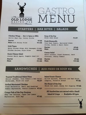 Menu photo 2 Old Lodge Gastro Pub Shannon, CE Menu photo 2 Old Lodge Gastro Pub Shannon, CE