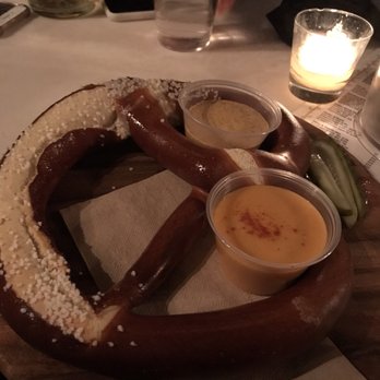 Radegast Hall and Biergarten - Big pretzel with mustard and beer cheese. - Pubs Near Me - Brooklyn, New York