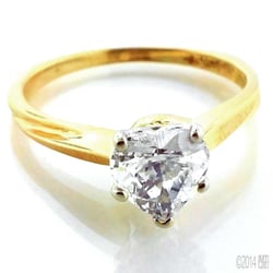 More Than Just Rings - 14kt Yellow Gold 0.76ct Diamond Engagement Ring. Heart Cut Diamond, Color G , Clarity SI.