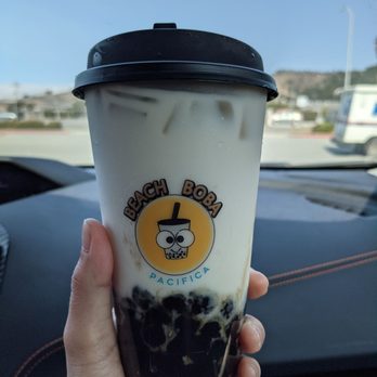 Beach Boba - Jasmine green milk tea with house boba and less ice - Bubble Tea Near Me - Pacifica, California