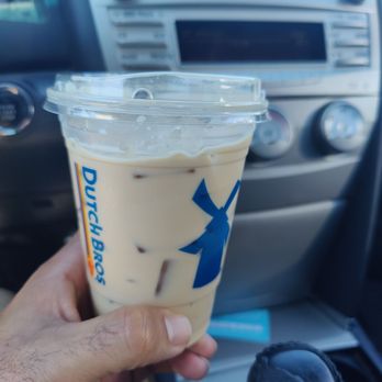 Dutch Bros Coffee - Domino shot over ice, 1 pump vanilla, 5 oz half and half. - Juice Bars & Smoothies Near Me - Rancho Cordova, California