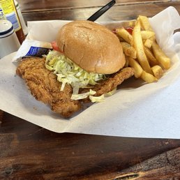 Pork tenderloin & fries. Pork tenderloin & fries.