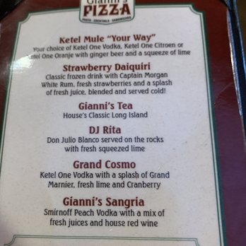 Gianni's Pizza - Bar menu - Italian Near Me - Monterey, California