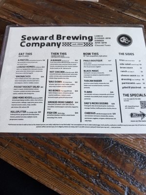 Menu photo 1 Seward Brewing Seward, AK Menu photo 1 Seward Brewing Seward, AK