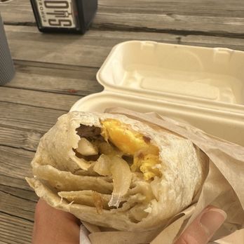 Roots Gastrohub - Breakfast burrito with bison and grilled onions added - Gastropubs Near Me - Grand Junction, Colorado Roots Gastrohub - Breakfast burrito with bison and grilled onions added - Gastropubs Near Me - Grand Junction, Colorado