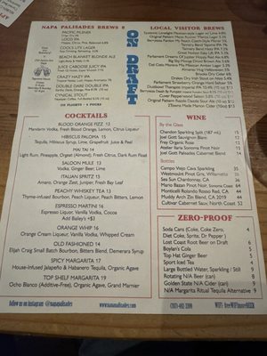Menu photo 2 Napa Palisades Saloon Napa, CA