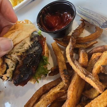 Station 101 Pub & Kitchen - Charred burger (was still eatable. Just don't ask for well done). - Pubs Near Me - DuBois, Pennsylvania