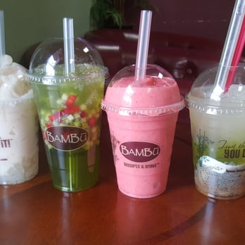 BAMBU - Lychee, special mix #2, strawberry smoothie, special mix#1 - Bubble Tea Near Me - Sacramento, California BAMBU - Lychee, special mix #2, strawberry smoothie, special mix#1 - Bubble Tea Near Me - Sacramento, California