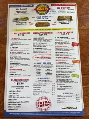 Menu photo 6 Timmy T's Sandwich Shop Kailua, HI Menu photo 6 Timmy T's Sandwich Shop Kailua, HI
