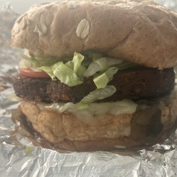 Bob's Atomic Burgers - Black bean burger on a whole wheat bun - Burgers Near Me - Golden, Colorado Bob's Atomic Burgers - Black bean burger on a whole wheat bun - Burgers Near Me - Golden, Colorado