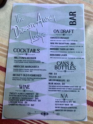 Menu photo 3 The Dream Away Lodge Becket, MA