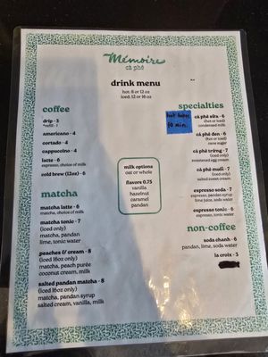 Menu photo 2 Mémoire Cà Phê Portland, OR