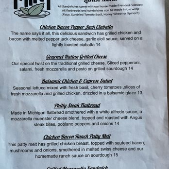 Mint - Part of the lunch menu ( I forgot to take a pic of the second page) - Cocktail Bars Near Me - Sandusky, Michigan