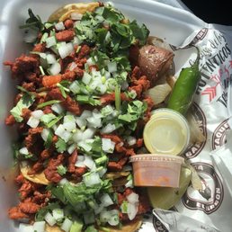 5 Tacos al Pastor/ Marinated sliced pork 5 Tacos al Pastor/ Marinated sliced pork