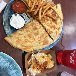 The Silo - Steak quesadilla, fries and potato salad