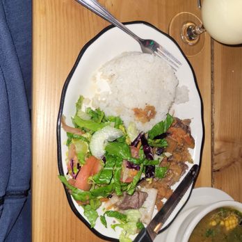 La Choza Del Gordo - Rice and salad with beef. Sorry guys I ate it all before I took the picture. - Colombian Near Me - Bellerose, New York La Choza Del Gordo - Rice and salad with beef. Sorry guys I ate it all before I took the picture. - Colombian Near Me - Bellerose, New York