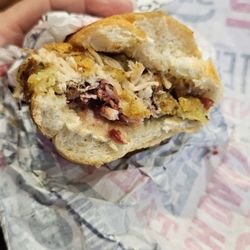 Capriotti's Sandwich Shop - Close-up shot of Thanksgiving in one bite!YUMMY