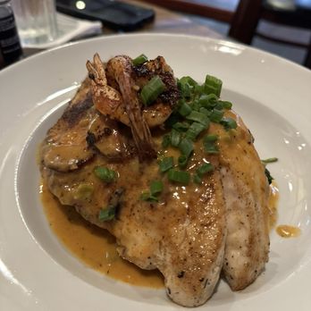 Anaya's Seafood Scratch Kitchen - March Special: Blackened redfish and shrimp over poblano cheese grit cakes - Seafood Near Me - Richardson, Texas