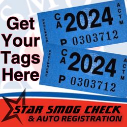 Star Smog Check - 2024 Tags and registration DMV renewals done here. GET YOUR TAGS HERE.