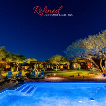 Refined Outdoor Lighting - Refined outdoor lighting design illuminating a backyard with pool, desert trees, and clean architectural lines at night. - Lighting Fixtures & Equipment Near Me - Cave Creek, Arizona Refined Outdoor Lighting - Refined outdoor lighting design illuminating a backyard with pool, desert trees, and clean architectural lines at night. - Lighting Fixtures & Equipment Near Me - Cave Creek, Arizona