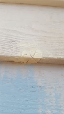 Knot holes - The knot hole filled, then coated.  Unsightly to begin with, nearly invisible subsequently.
