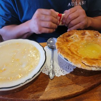 Anna Miller's - Chicken pot pie served with side corn chowder soup - Bakeries Near Me - Aiea, Hawaii