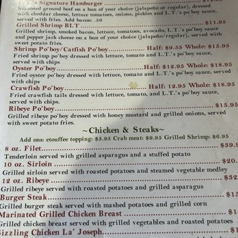 LT's Seafood & Steakhouse - Menu - Seafood Near Me - Broussard, Louisiana