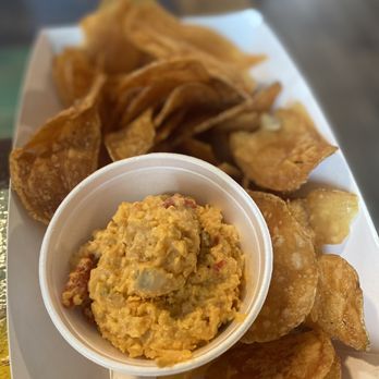 Moe's Original Bar B Que - Pimento and chips. It was ok - Barbeque Near Me - Orange Beach, Alabama Moe's Original Bar B Que - Pimento and chips. It was ok - Barbeque Near Me - Orange Beach, Alabama
