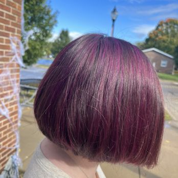 Mary's Hair Care - Beautiful purple highlights - Hair Salons Near Me - Olivet, Michigan Mary's Hair Care - Beautiful purple highlights - Hair Salons Near Me - Olivet, Michigan