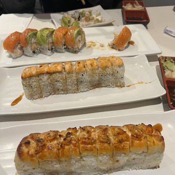 Niko Niko - Top- Fuji Roll Middle- Baked Salmon Roll Bottom- Snow Cone Roll - Japanese Near Me - Cerritos, California Niko Niko - Top- Fuji Roll Middle- Baked Salmon Roll Bottom- Snow Cone Roll - Japanese Near Me - Cerritos, California