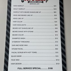 Cut N Shave - Menu