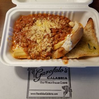 Garofalo's Calabria - This stuffed manicotti with bolognese sauce was fantastic. Little spicy but just a hint. The bread was a great touch to dip in the sauce. - Italian Near Me - Manheim, Pennsylvania
