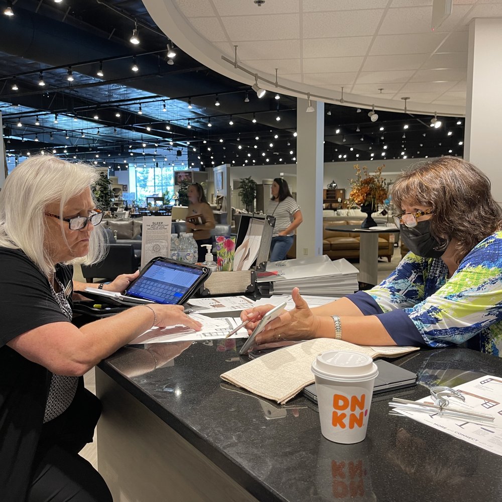 Janosik Johnny - JoAnn and Deanne going over what furniture would fit best/go with the style of the home. - Furniture Stores Near Me - Dover, Delaware Janosik Johnny - JoAnn and Deanne going over what furniture would fit best/go with the style of the home. - Furniture Stores Near Me - Dover, Delaware