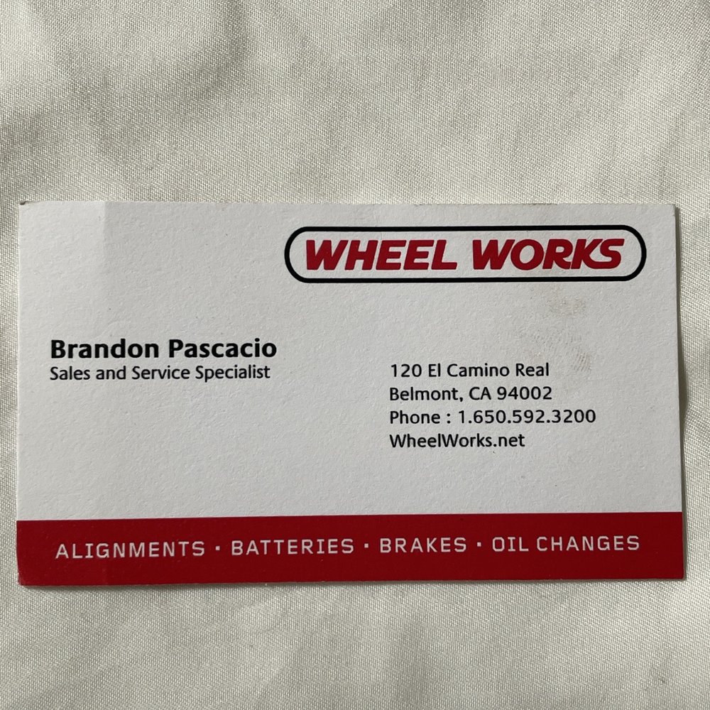 Wheel Works - Brandon provided excellent customer service and attention to detail. Ask for him! - Tires Near Me - Belmont, California Wheel Works - Brandon provided excellent customer service and attention to detail. Ask for him! - Tires Near Me - Belmont, California