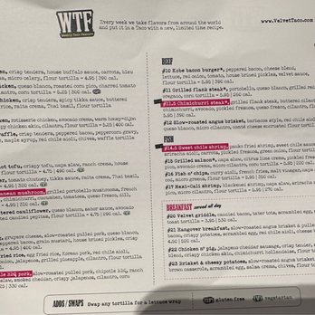 Velvet Taco - Menu as of July 2023 - New American Near Me - Rockwall, Texas Velvet Taco - Menu as of July 2023 - New American Near Me - Rockwall, Texas