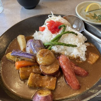 Sazanami - Vegetable Curry with Tonjiru Soup and added sausages - Sushi Bars Near Me - Fort Lee, New Jersey Sazanami - Vegetable Curry with Tonjiru Soup and added sausages - Sushi Bars Near Me - Fort Lee, New Jersey