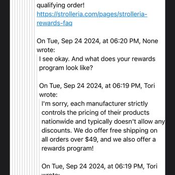 Strolleria - Chat conversation part 1 - Baby Gear & Furniture Near Me - Scottsdale, Arizona Strolleria - Chat conversation part 1 - Baby Gear & Furniture Near Me - Scottsdale, Arizona