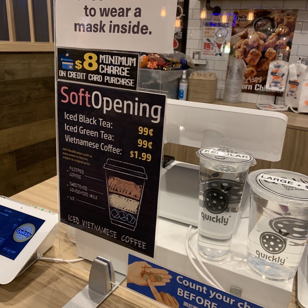 Quickly - $8 minimum for credit card charge - Bubble Tea Near Me - Hayward, California Quickly - $8 minimum for credit card charge - Bubble Tea Near Me - Hayward, California