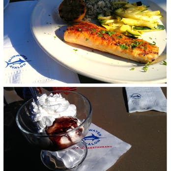 Bluewater Avalon - Cajun Mahi with Dill Rice and Seasonal Vegetables, followed by my Birthday Ice Cream, YAY - Seafood Near Me - Avalon, California