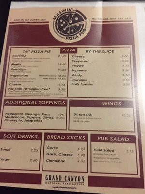 Menu photo 3 Maswik Pizza Pub Grand Canyon, AZ