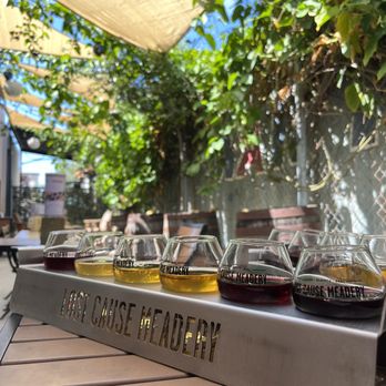 Lost Cause Meadery - Curated flight on the patio! - Wine Tasting Room Near Me - San Diego, California