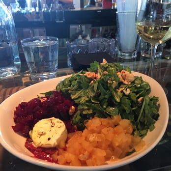 Root Down DIA - Roasted beet salad and Chardonnay- a healthy and delicious way to travel. - New American Near Me - Denver, Colorado Root Down DIA - Roasted beet salad and Chardonnay- a healthy and delicious way to travel. - New American Near Me - Denver, Colorado